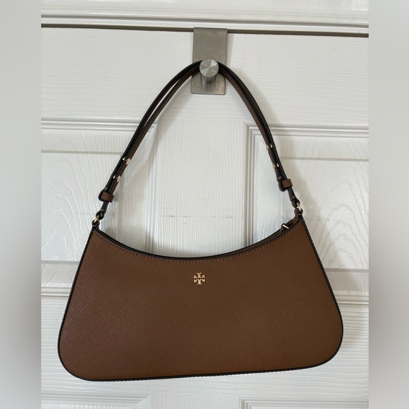 Tory Burch Handbags - Tory Burch Emerson Shoulder Bag Saffiano Leather in Moose NWOT